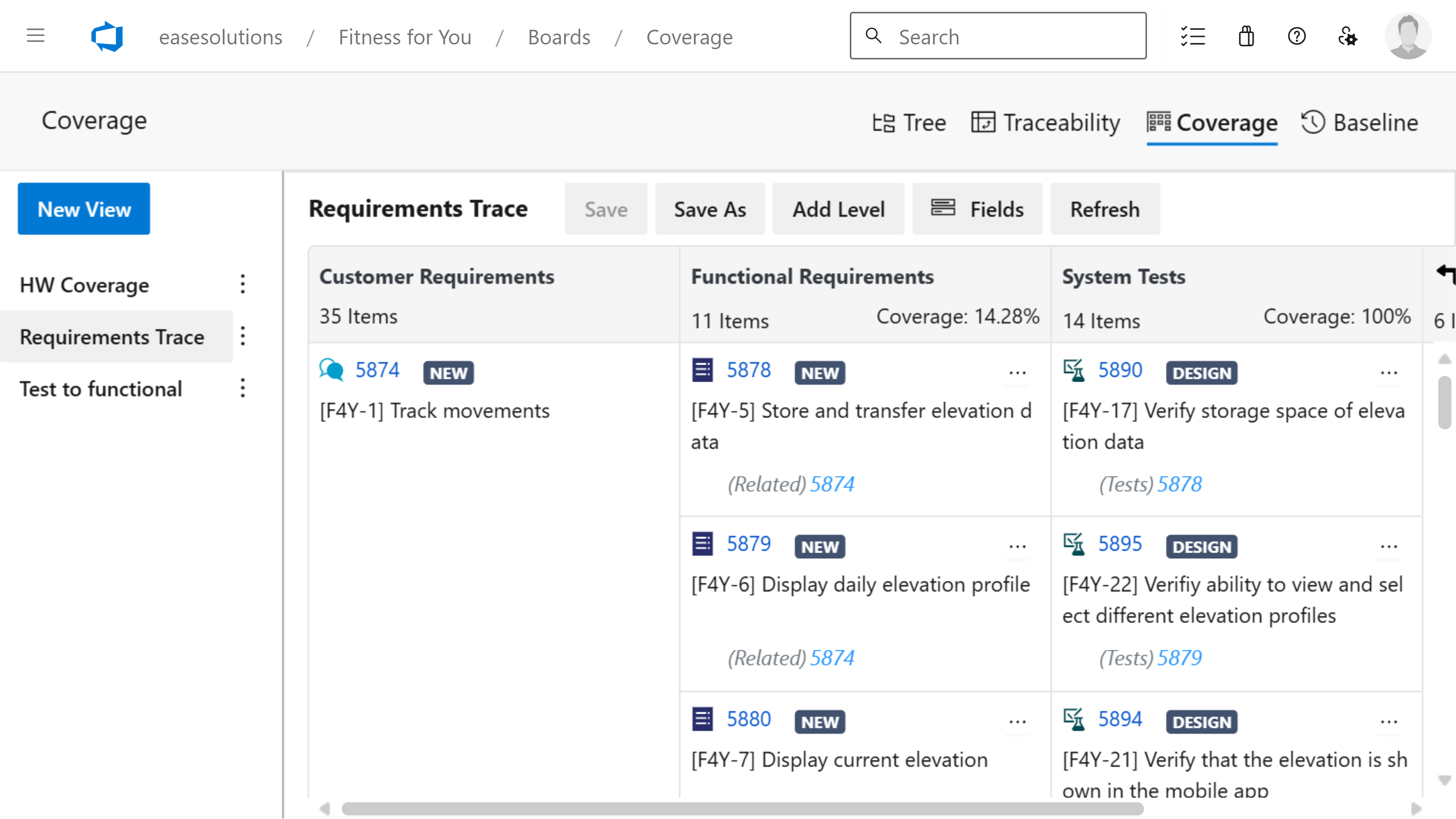 Ensure traceability with easeRequirements for Azure DevOps 1.6! Discover the new Coverage View for seamless gap analysis and requirements coverage.