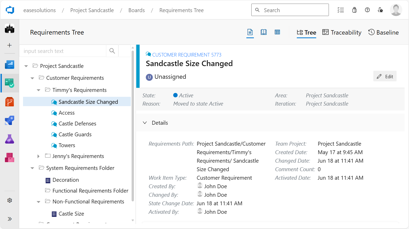 aseRequirements for Azure DevOps requirements tree