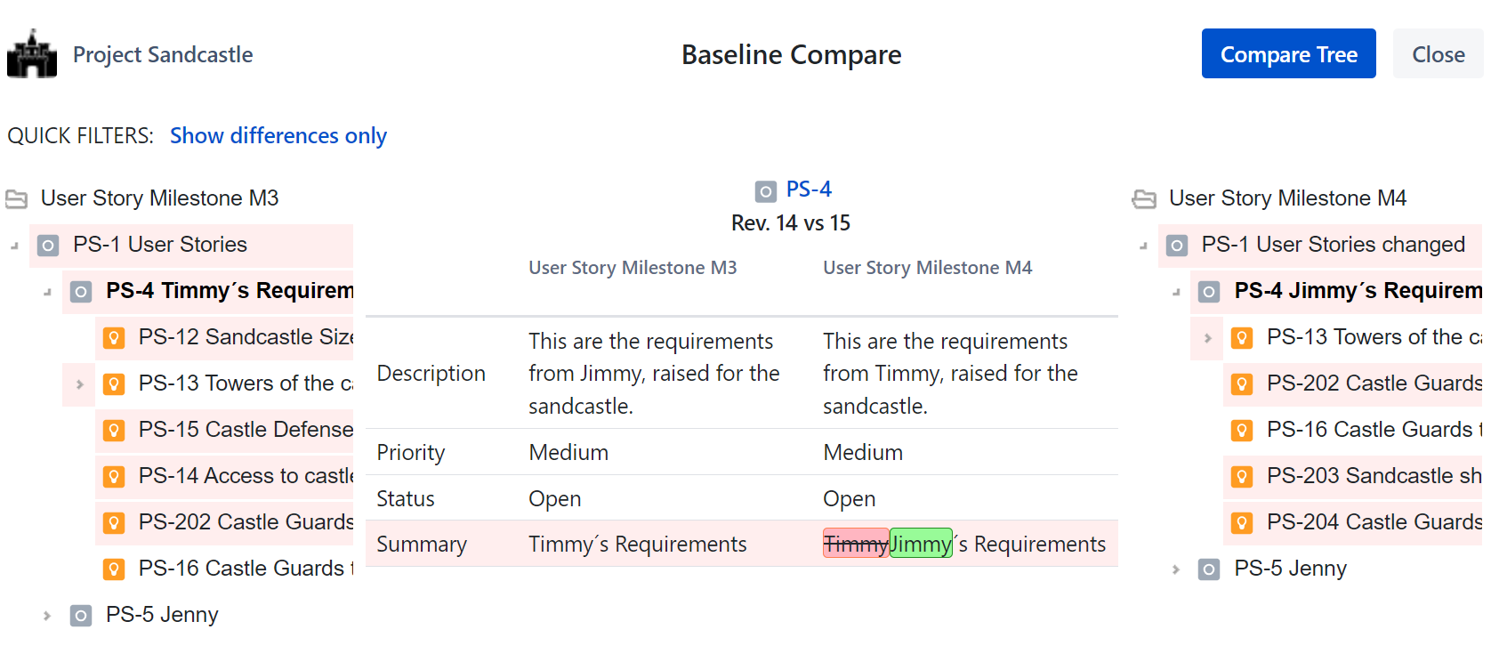 easeRequirements - Baseline and Revisions