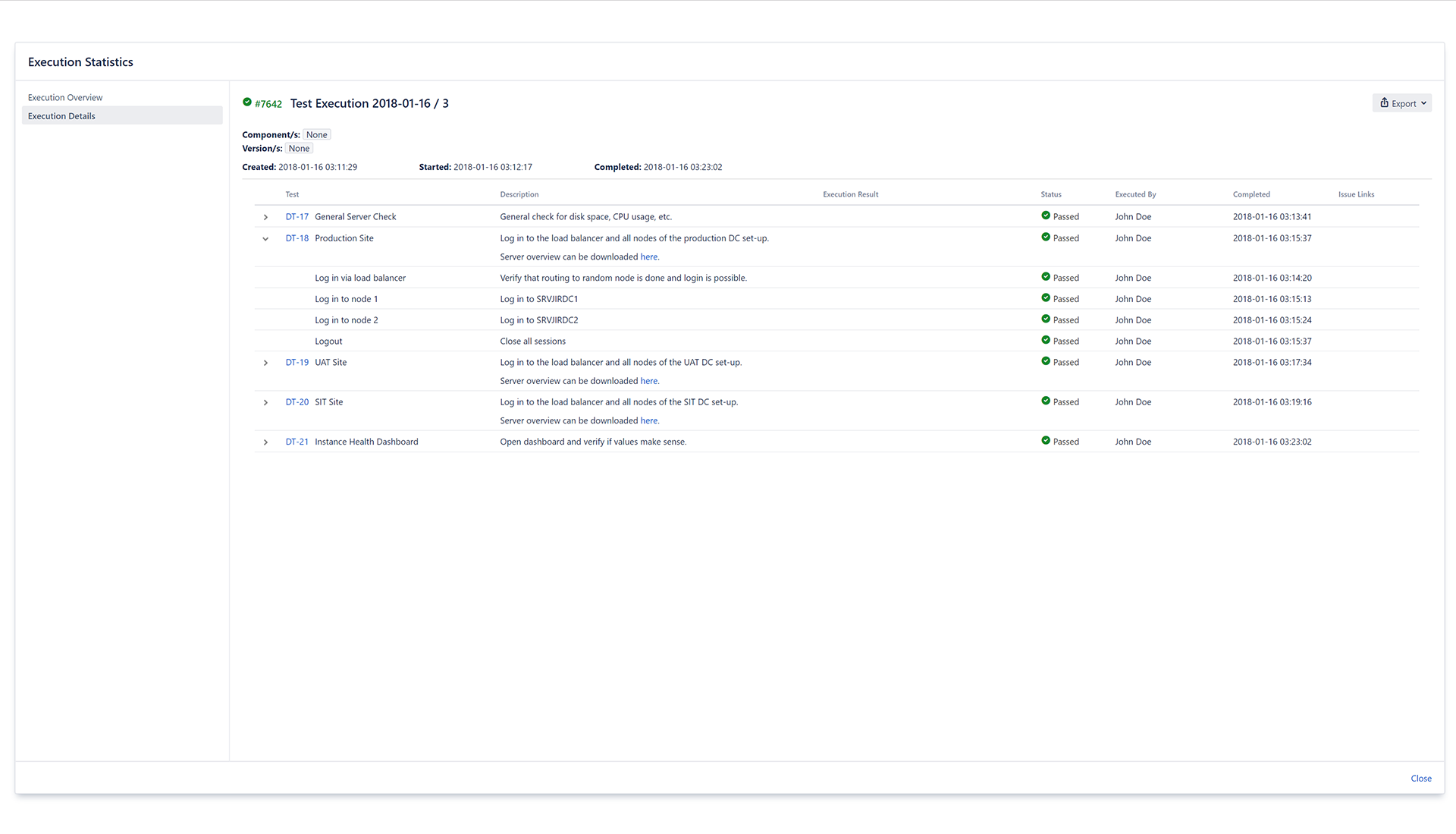 easeTest - Reporting: Execution Details