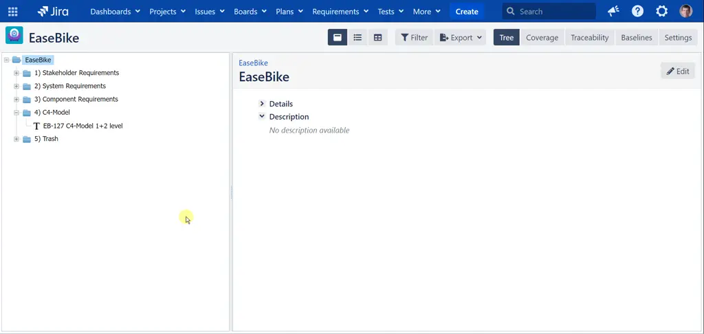 easeRequirements - Flexible Tree Structure